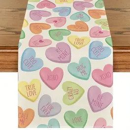 Valentine's Day Love Heart Table Runner - Linen, Rectangular, Perfect for Romantic Dinners & Home... | Temu Affiliate Program