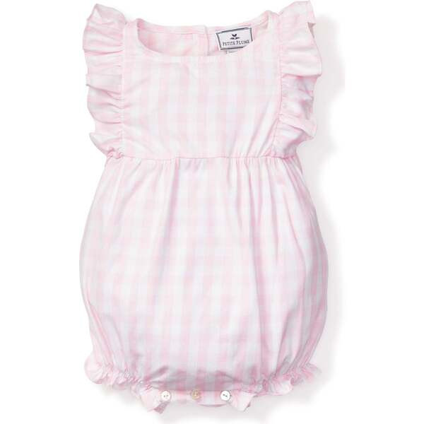 Ruffled Romper, Pink Gingham - Petite Plume Rompers | Maisonette | Maisonette
