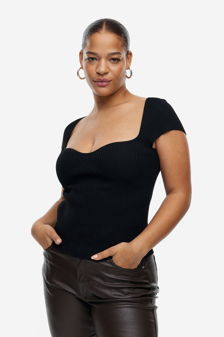 Rib-knit Top - Black - Ladies | H&M US | H&M (US + CA)