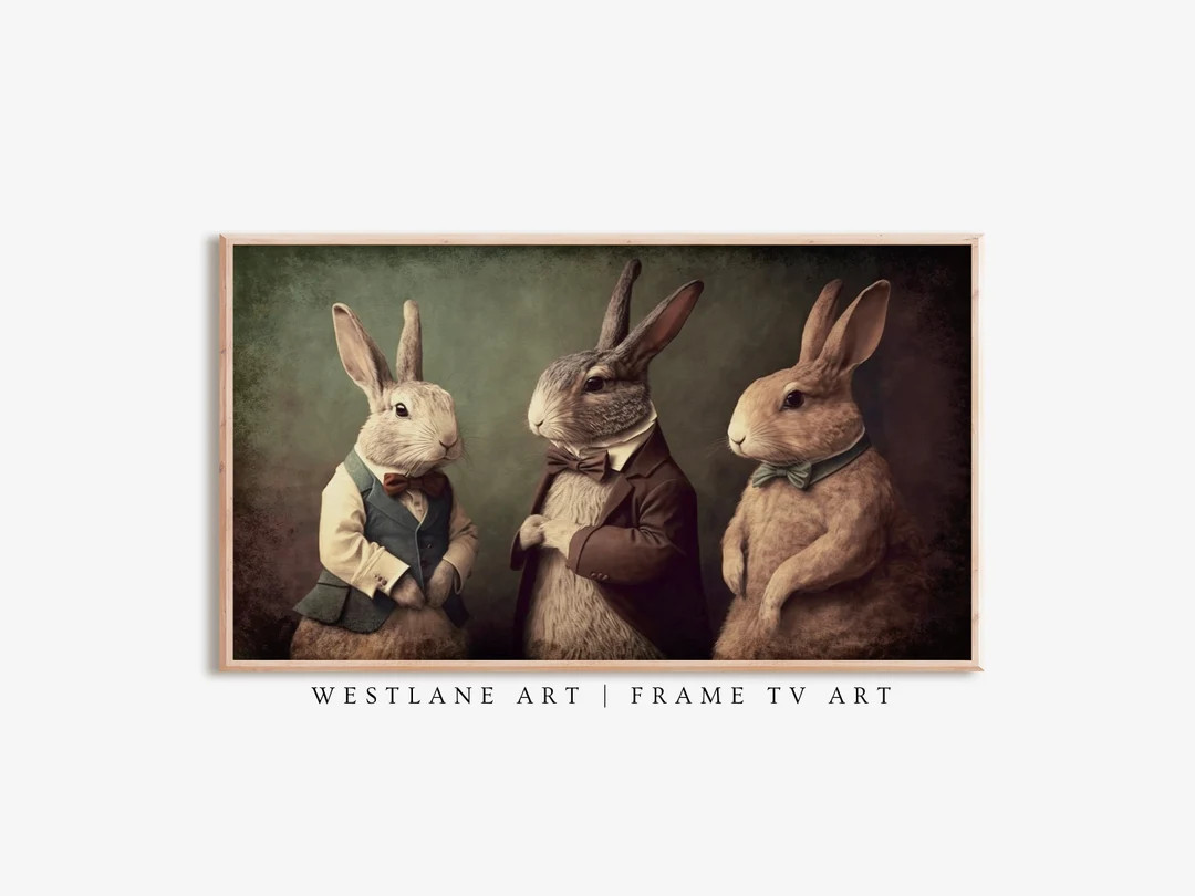 Vintage Rabbit Spring Easter Frame TV Art Painting Altered Art TV Decor DIGITAL Download TVH26 - ... | Etsy (US)