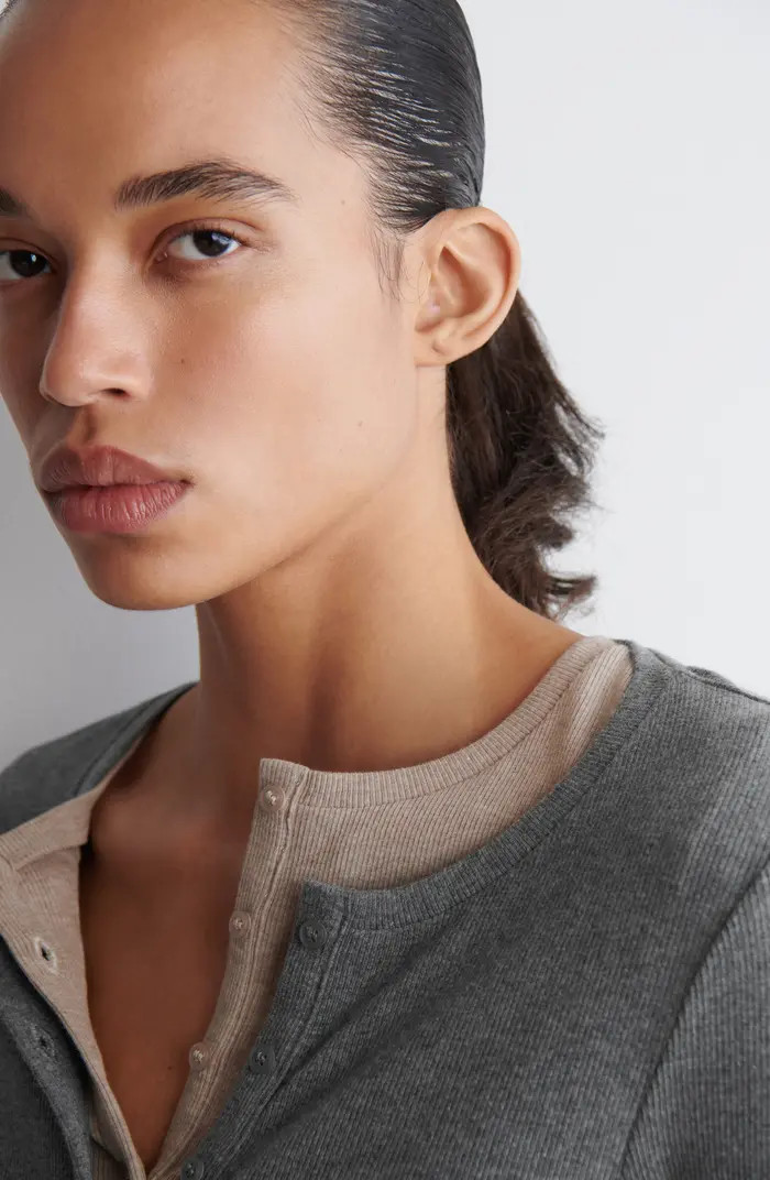 Long Sleeve Stretch Organic Cotton Rib Henley | Nordstrom