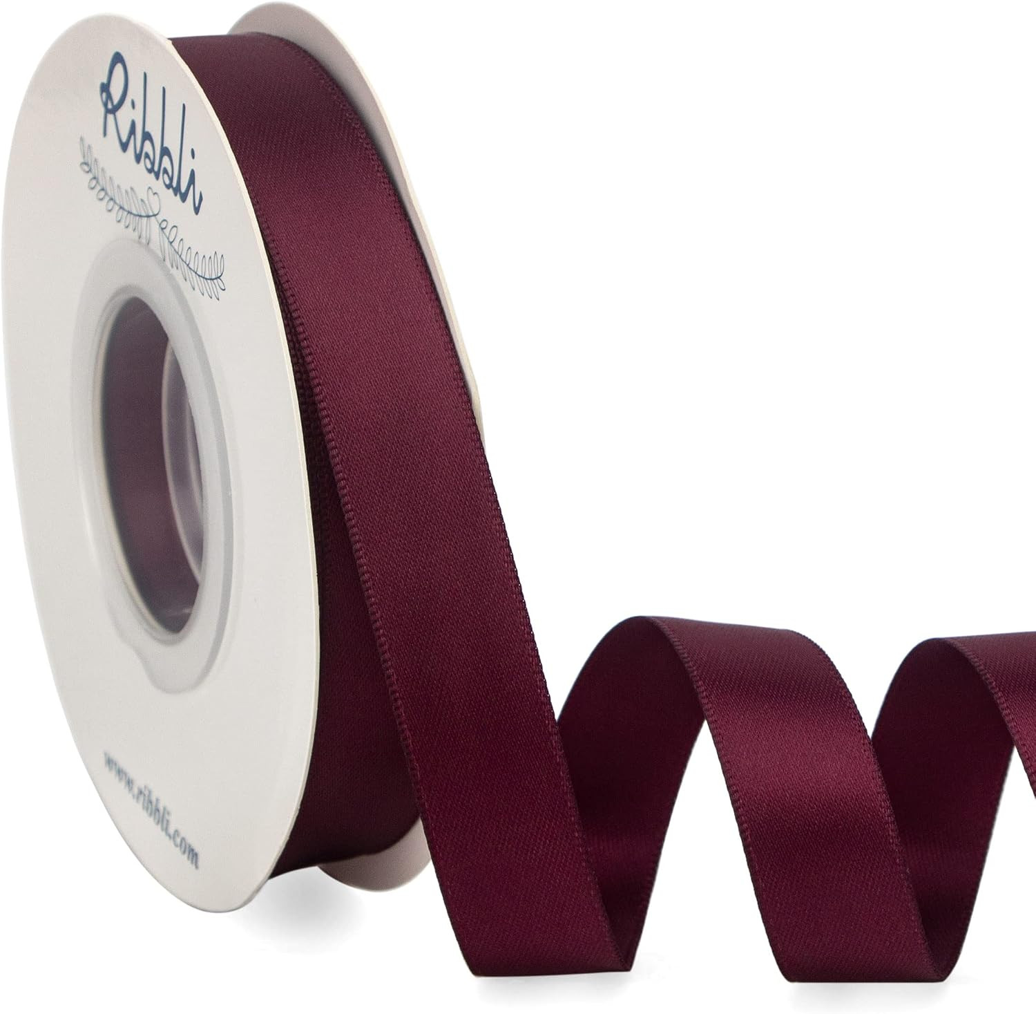 Ribbli Burgundy Satin Ribbon 5/8 inch x Continuous 25 Yards,Double Faced Satin Use for Craft, Gift Wrapping, Christmas Ornaments, Hair Bows, Bouquet Bows | Amazon (US)
