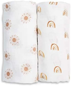 Lulujo Boho Swaddle Set, Cotton Muslin Blankets, 2 Pack (Rainbows & Suns) | Amazon (US)