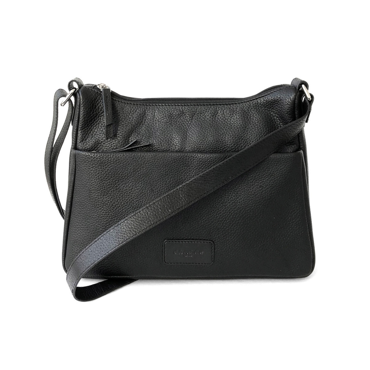Ladies Leather Medium Multi Zip Crossbody Bag - Black | Macy's