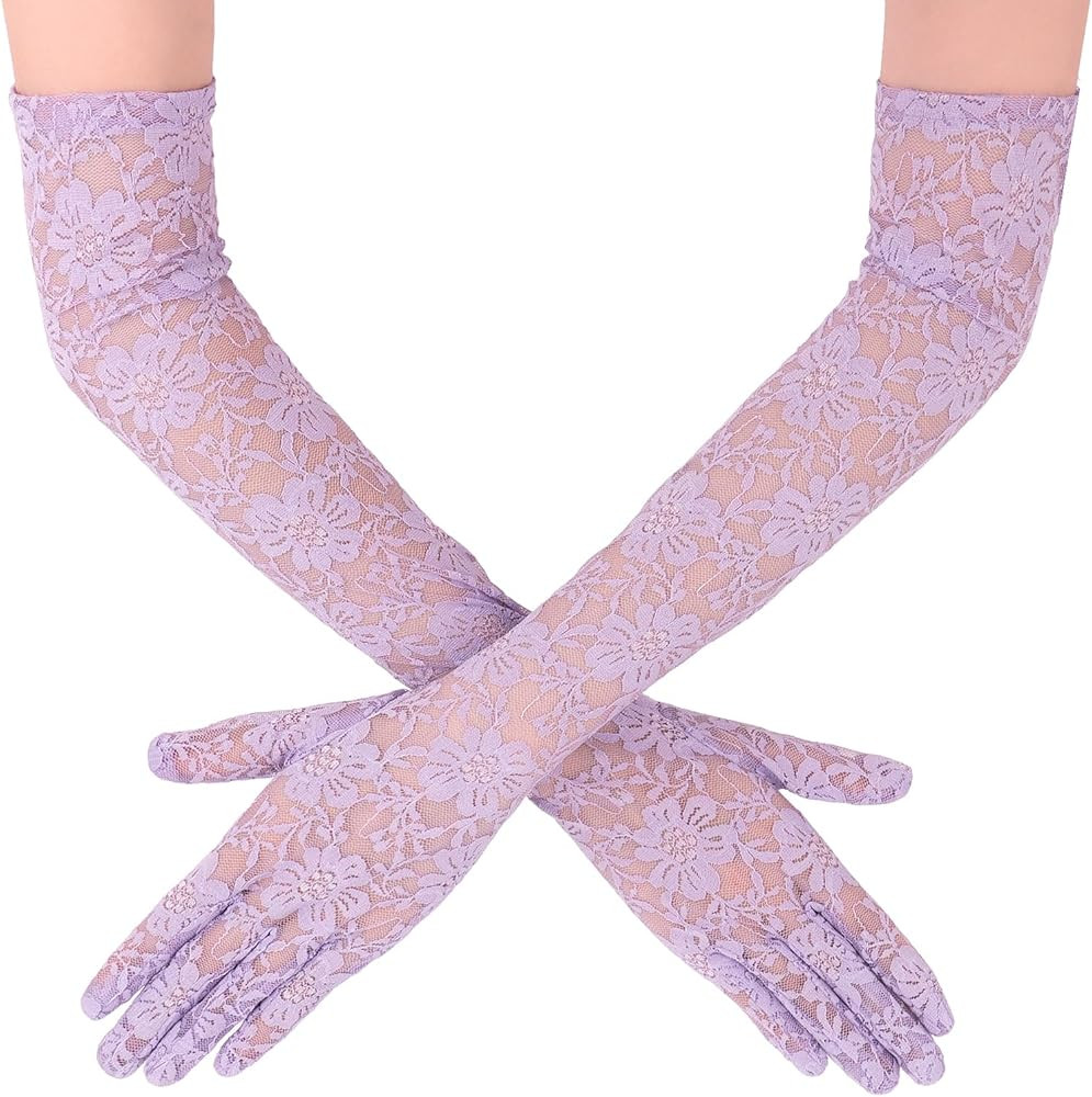 Opera Lace Gloves, Floral Pattern, Elbow Length 18.9in | Amazon (US)