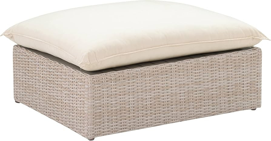 Cali Natural Wicker Outdoor Ottoman | Amazon (US)