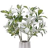 Meiliy Lambs Ear Picks Leaf Spary Large Artificial Greenery Stems Branches Decor Leaves Bouquet 3 PC | Amazon (US)