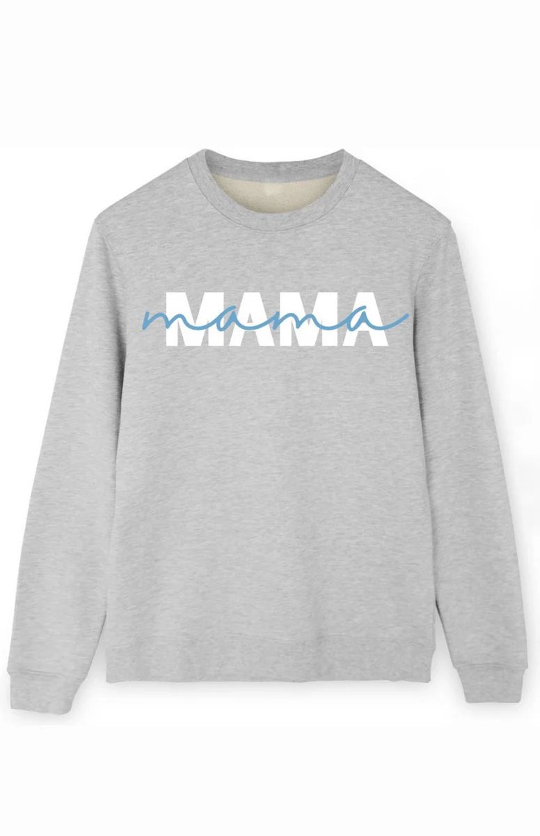 REORDER: MAMA Sweatshirt: Heather Gray/Blue | Shophopes