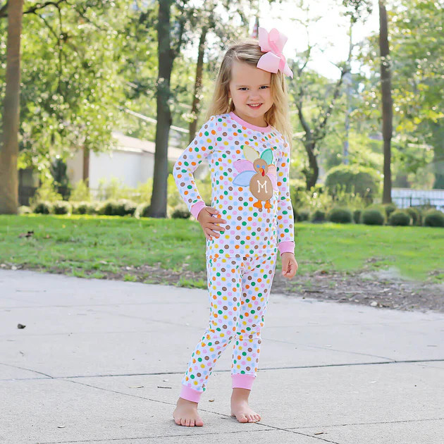 Turkey Multi Polka Dot Pink Pajamas | Classic Whimsy