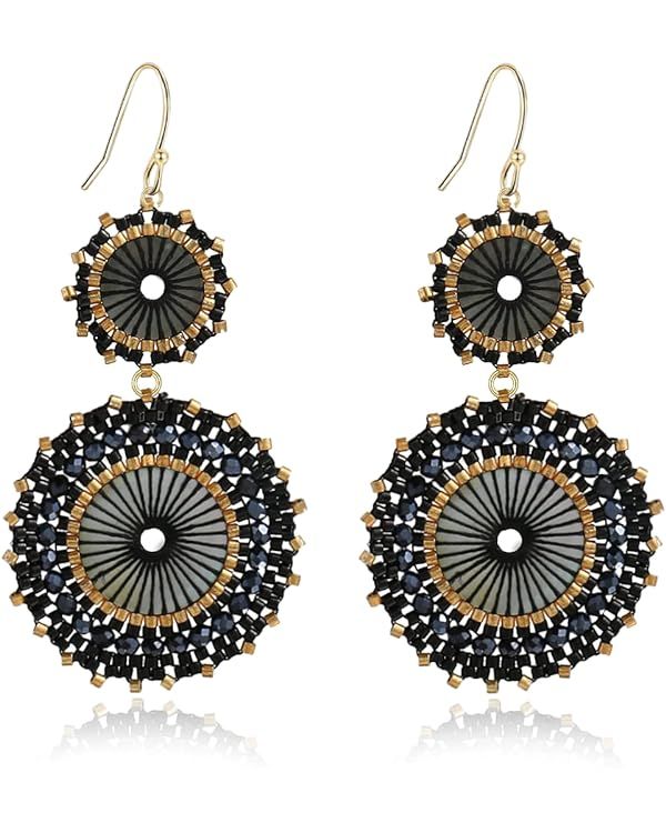 Badu Seed Beaded Circle Beads Earrings Bohemian Dangle Earrings Handmade Bead Fashion Jewelry Dro... | Amazon (US)