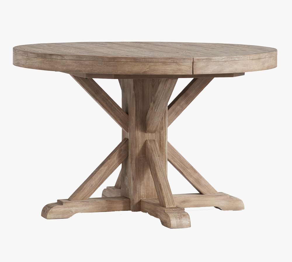 Benchwright Round Pedestal Extending Dining Table, Seadrift, 48&amp;quot; - 72&amp;quot; L | Pottery Barn (US)