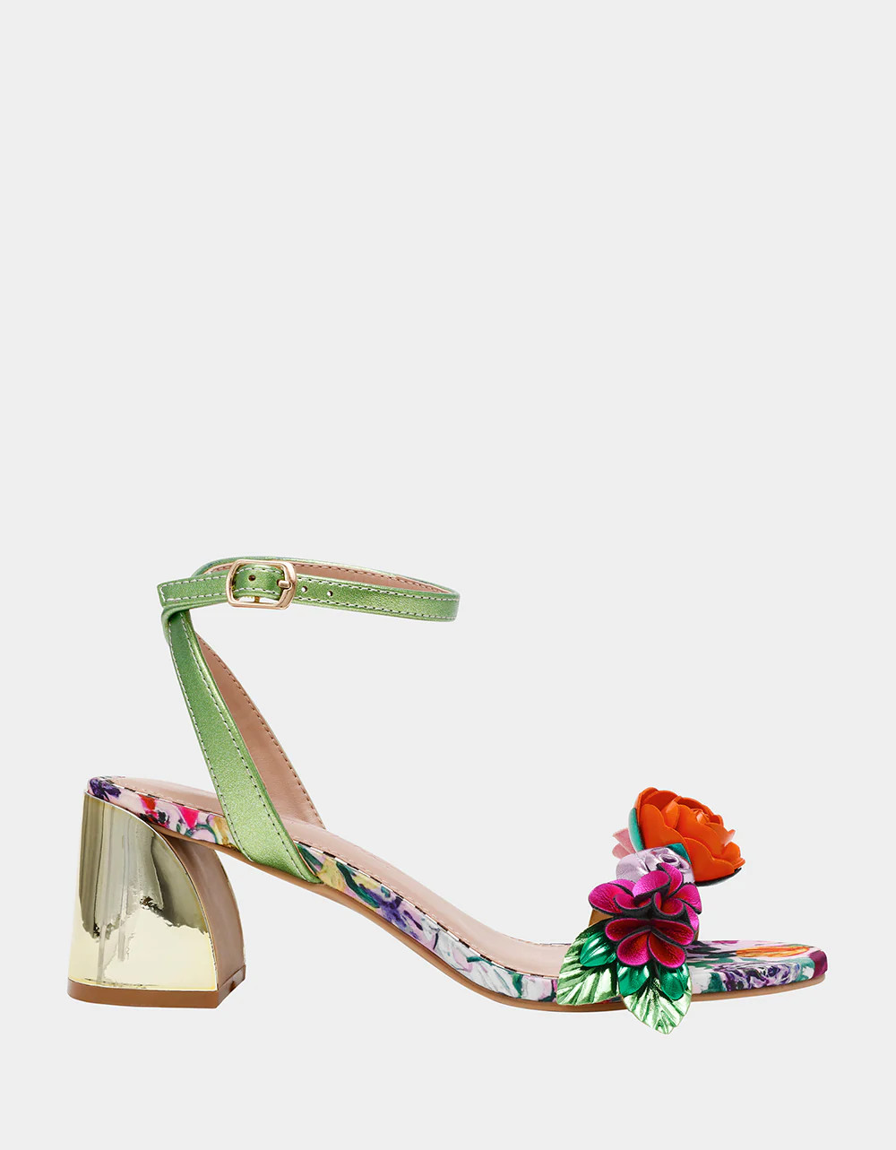 DARCEE PALE PINK FLORAL Strappy Block Heel | Women's Heels | Betsey Johnson