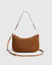 Sloane Suede Handwoven Mini Shoulder Bag in Whiskey | Quince