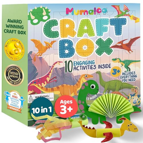 Mumaloo Dinosaur Craft Box - 10 Creative Arts and Crafts for Kids Ages 4-8, Fun, No Mess, Educational, Toddler, Preschool & Homeschool Activities Kit with Supplies, 3 4 5 6 7 8 Year Old Girls and Boys | Amazon (US)