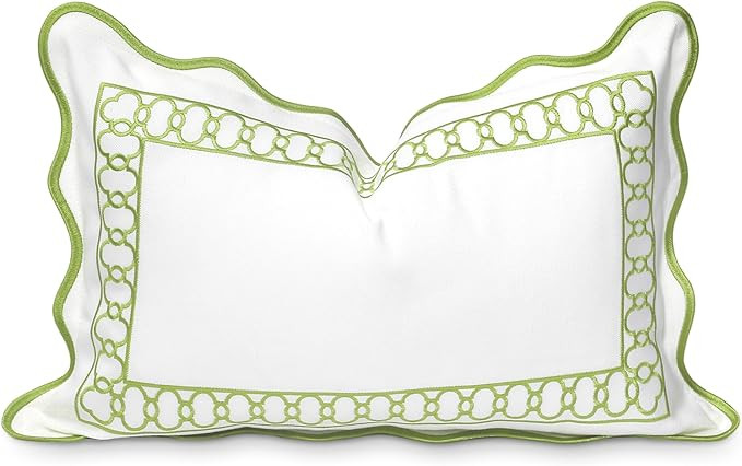 Hofdeco Premium Coastal Patio Indoor Outdoor Scalloped Lumbar Pillow Cover Only, 12"x20" Water Re... | Amazon (US)