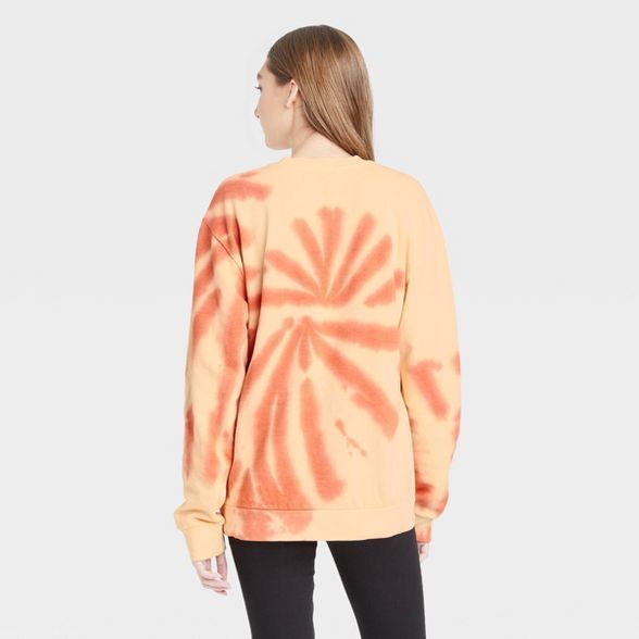 Women's Pink Floyd Graphic Sweatshirt - Orange Tie-Dye | Target