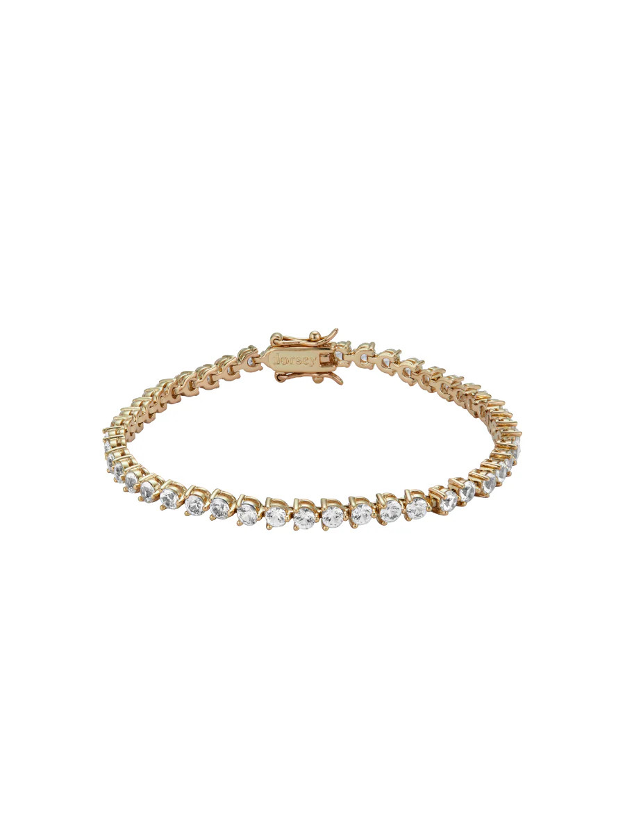 BENNINGTON 3MM 3-PRONG, LAB-GROWN WHITE SAPPHIRE GOLD RIVIÈRE BRACELET | Dorsey