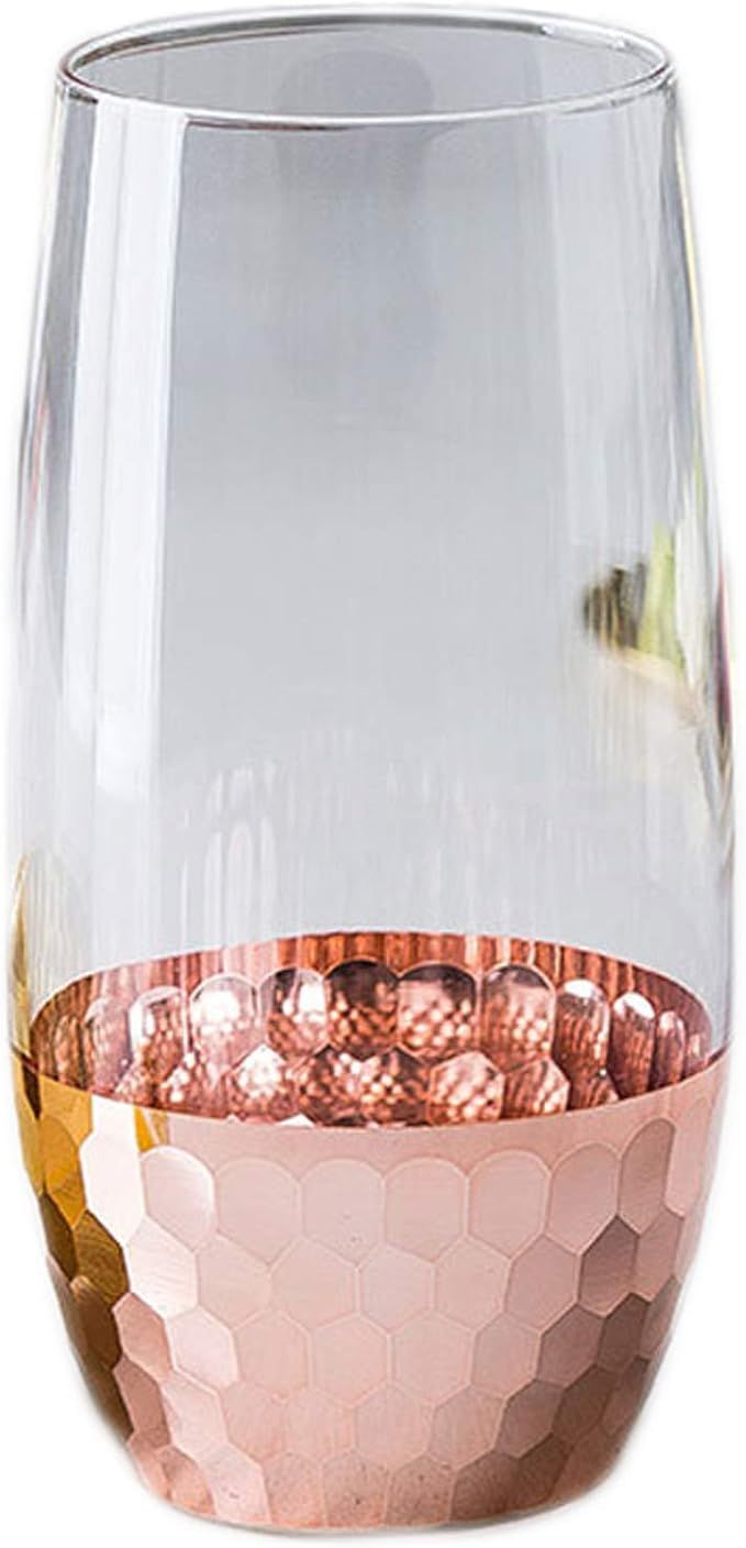 European Style Glass Water Beer Cup Juice Tea Cup Gold,Rose Gold | Amazon (US)