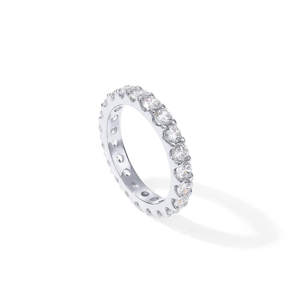 PAVOI 14K Gold Plated Cubic Zirconia Stackable Eternity Ring - 3.0mm Gold Wedding Ring for Women ... | Amazon (US)