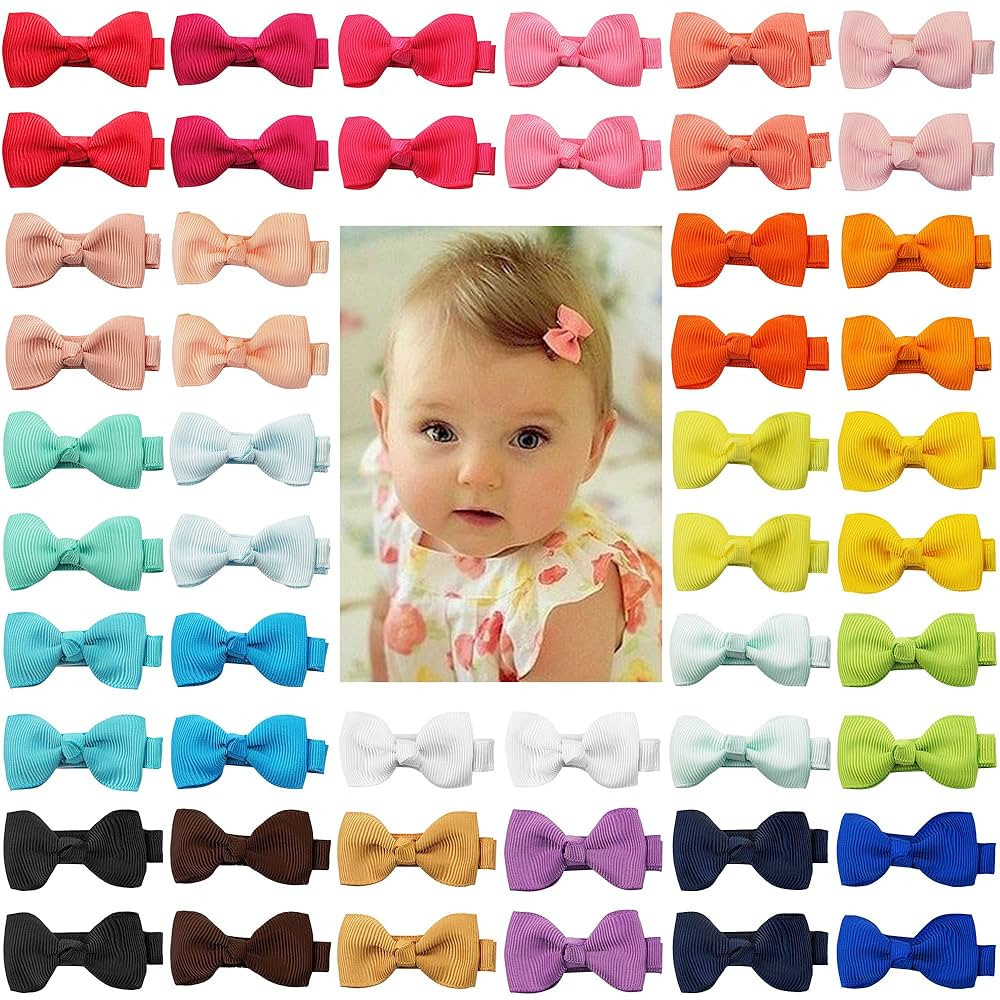 Amazon.com: CÉLLOT Baby Hair Clips 50 Pieces 25 Colors in Pairs Baby Girls Fully Lined Bows Hair... | Amazon (US)