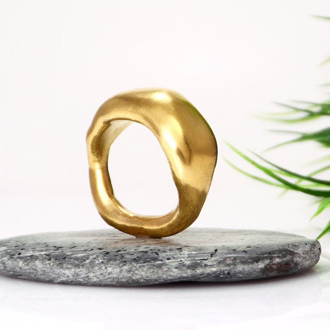 Chunky Gold Ring Organic Big Ring Heavy Ring Statement Ring Big Minimalist Ring Statement Jewelry... | Etsy (US)