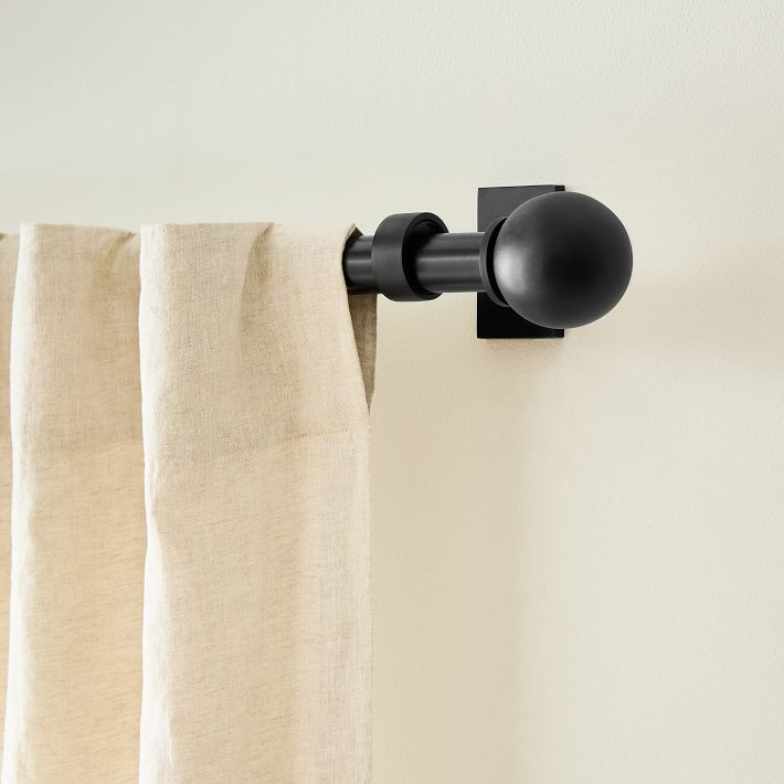 Oversized Ball Finial Adjustable Curtain Rod | West Elm (US)
