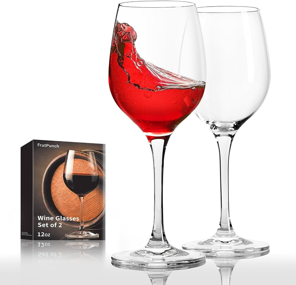 Hand-Blown Crystal Wine Glass Set, 12 OZ, Long Stem Glasses for Red and White Wine, Christmas and... | Amazon (US)