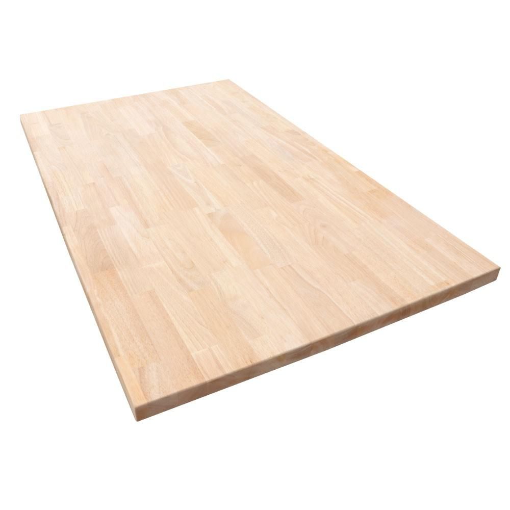 HARDWOOD REFLECTIONS Unfinished Hevea 6 ft. L x 25 in. D x 1.5 in. T Butcher Block Countertop-152... | The Home Depot