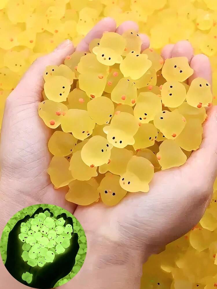 1/10/20pcs Yellow Glow-In-The-Dark Mini Chicks, Miniature Glowing Resin Chicks For Crafts, Auto DIY Decor, Cute Handmade Chicks, Colorful Glow-In-The-Dark Miniature Chicks, Vibrant Colors, Collectible, Adorable Party Favors, Gift Bag Fillers | SHEIN