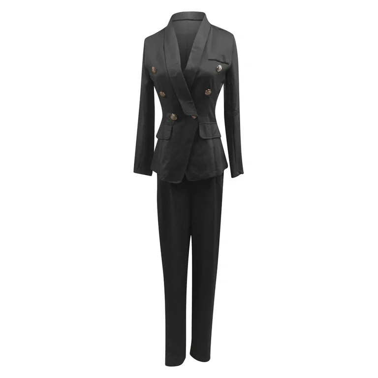 PATLOLLAV Womens Clearance,Women Long Sleeve Solid Suit Pants Casual Elegant Business Suit Sets | Walmart (US)