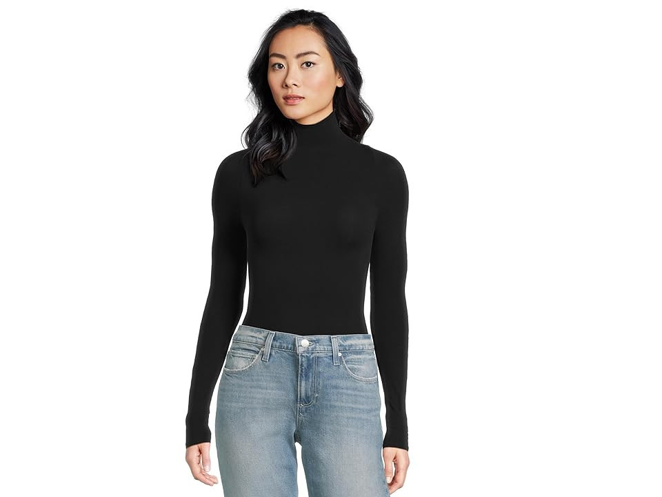 Commando Ballet Mock Neck Bodysuit Thong KT017 Women's Jumpsuit & Rompers One Piece Black, Cotton/Nylon/Spandex | Zappos