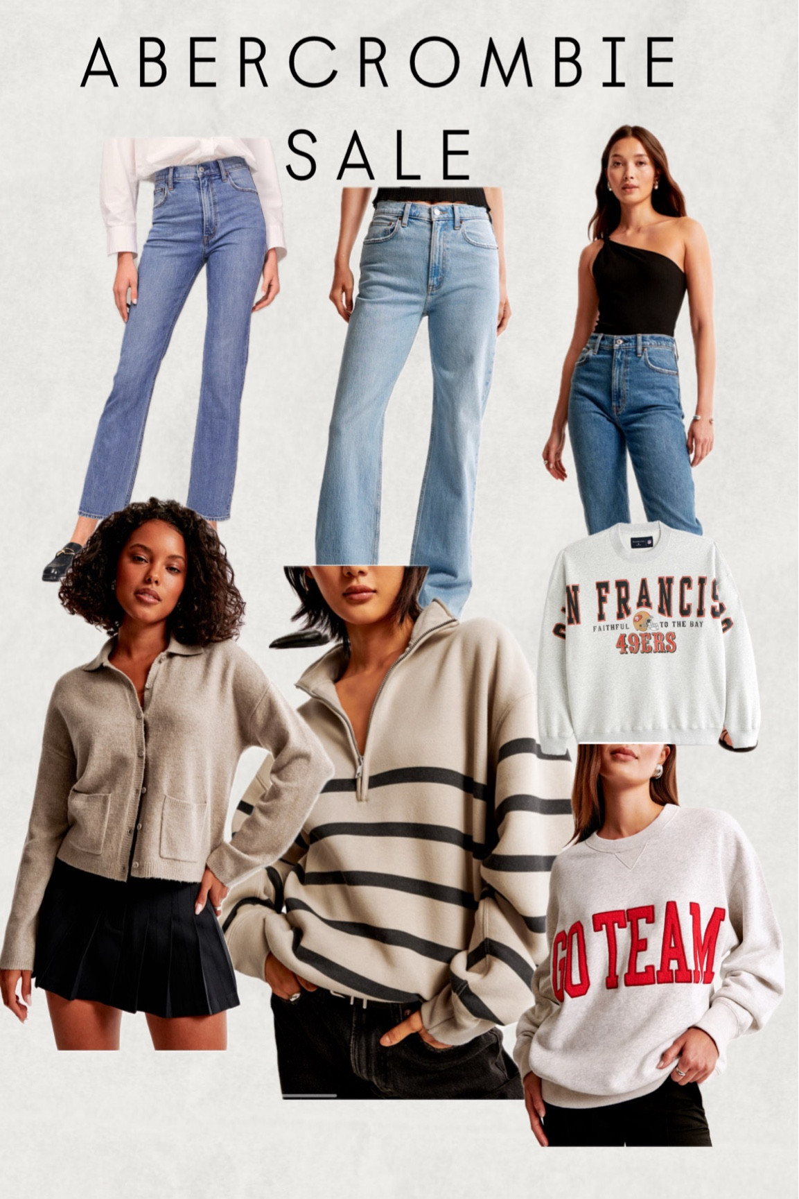 Abercrombie has the best jeans! Always so flattering and so comfortable.  They also have these cute new arrivals for fall/ winter. This sweater cardigan is amazing material and the striped quarter zip is perfect for an elevated casual look. I am also loving their nfl sports collection. It’s the perfect gameday outfit. 

Low rise baggy jeans - 30- tts 
Cardigan - large 
Quarter zip sweater - large 
San Francisco sweater - large (men’s sweater fyi, wanted an oversized look)
Go team sweater - large (runs big) 

Abercrombie, a&f, sale, fall outfits , jeans, midsize jeans , curvy friendly jeans , denim , cardigan , sweater , pullover sweater , crewneck sweater , striped sweater , women’s sweater , oversized sweater , cozy sweater , nfl sweater , 49ers outfit , gameday outfit 

#LTKSaleAlert #LTKFallSale #LTKMidsize