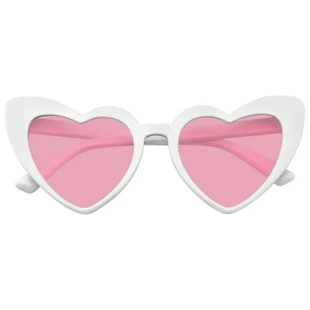 Emblem Eyewear - Cat Eye Heart Shape Sunglasses Retro Festival Color Tinted Lenses White Sunglasses  | Walmart (US)