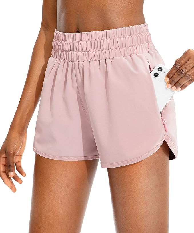 SANTINY Women's Running Shorts with Zip Pockets High Waisted Athletic Workout Gym Shorts for Wome... | Amazon (US)