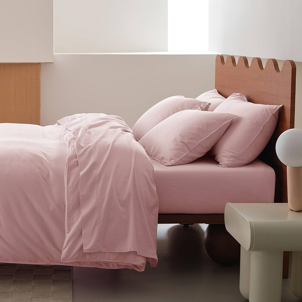 Double Stitch Organic Cotton Sheets Cal King Size - Soft & Breathable Sheet Set 4 Piece, Luxury 3... | Amazon (US)