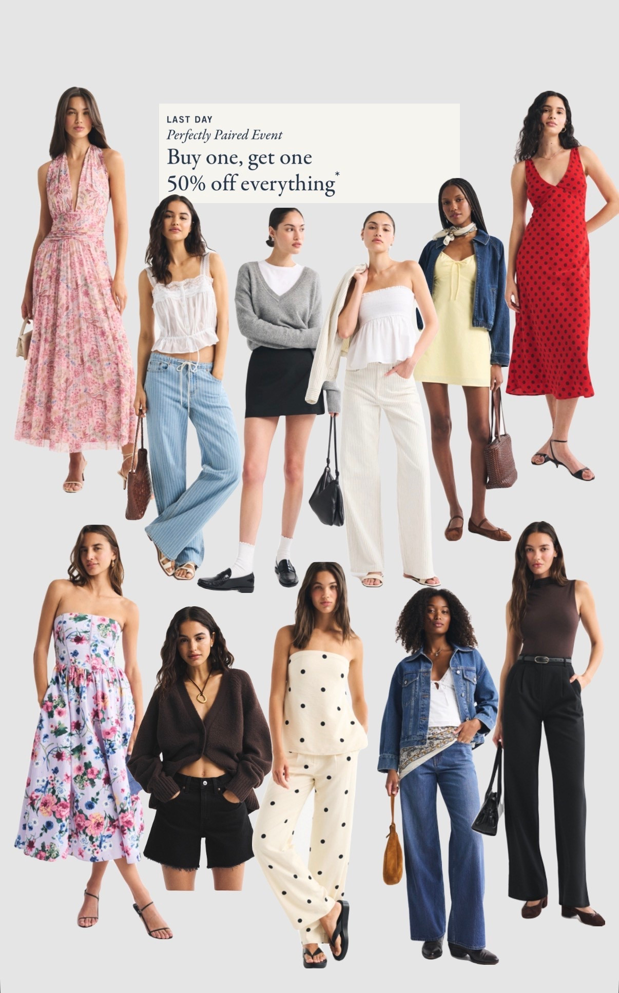 Buy one get 50% off everything at Abercrombie - last day!! 

• summer outfits holiday womens uk vacation outfit wedding guest midi dress pink floral outfit strapless party dress line white polka dot trousers cream lace top black high waisted smart trousers butter yellow city break dress red Bodycon strappy dress black mini skort blue high waisted straight jeans •



#LTKspring #LTKsummer #LTKxAFSale