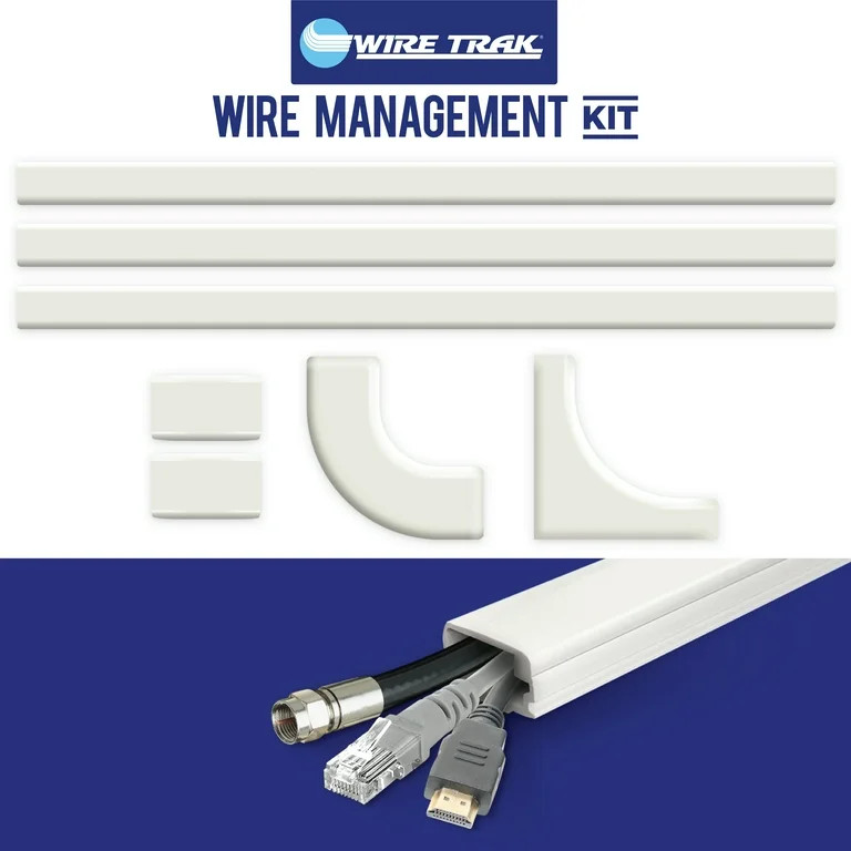 Wire Trak Wire Management Kit, 1" x 1/2" Peel and Stick Adhesive Raceway, 54" | Walmart (US)