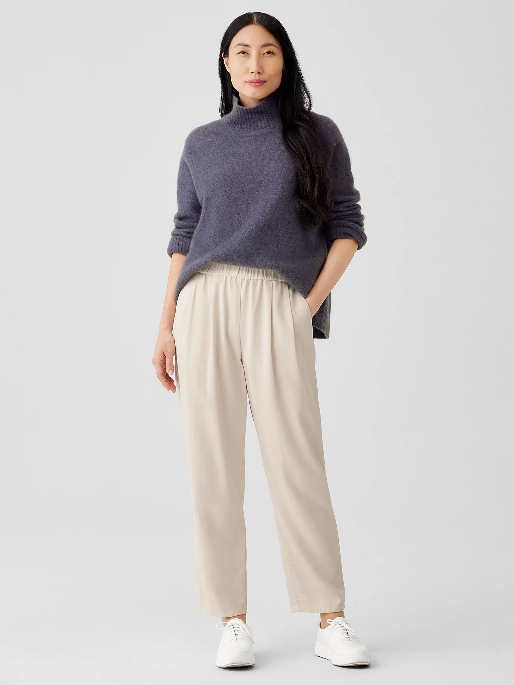 Soft Twill Pleated Tapered Pant | Eileen Fisher