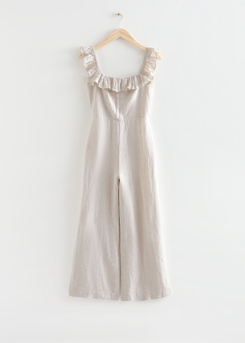 Printed Frilled Linen Jumpsuit - Beige | & Other Stories US