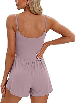 Beaully Women's Summer Sleeveless Rompers Spaghetti Strap Double Lined Shorts Jumpsuit One Piece ... | Amazon (US)