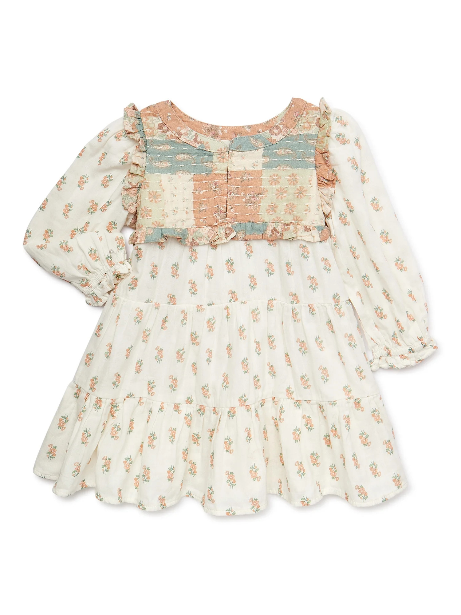 easy-peasy Baby and Toddler Girls Woven Patchwork Dress, Sizes 12 Months-5T | Walmart (US)