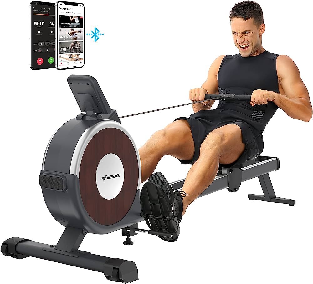 Rowing Machine, MERACH Bluetooth Magnetic Rower Machine with Dual Slide Rail, 16 Levels of Quiet ... | Amazon (US)