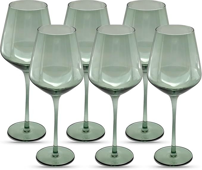 Saludi Light Blue Sea Wine Glasses Ocean, 16.5oz (Set of 6) Stemmed Single Color Glass - Great fo... | Amazon (US)