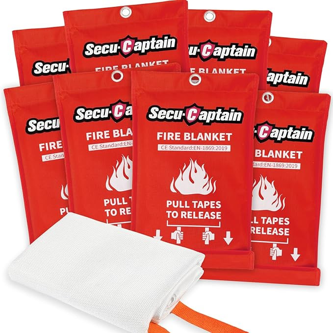 SecuCaptain Emergency Fire Blanket for Home and Kitchen - 8 Pack 40"x40" Flame Suppression Fiberg... | Amazon (US)