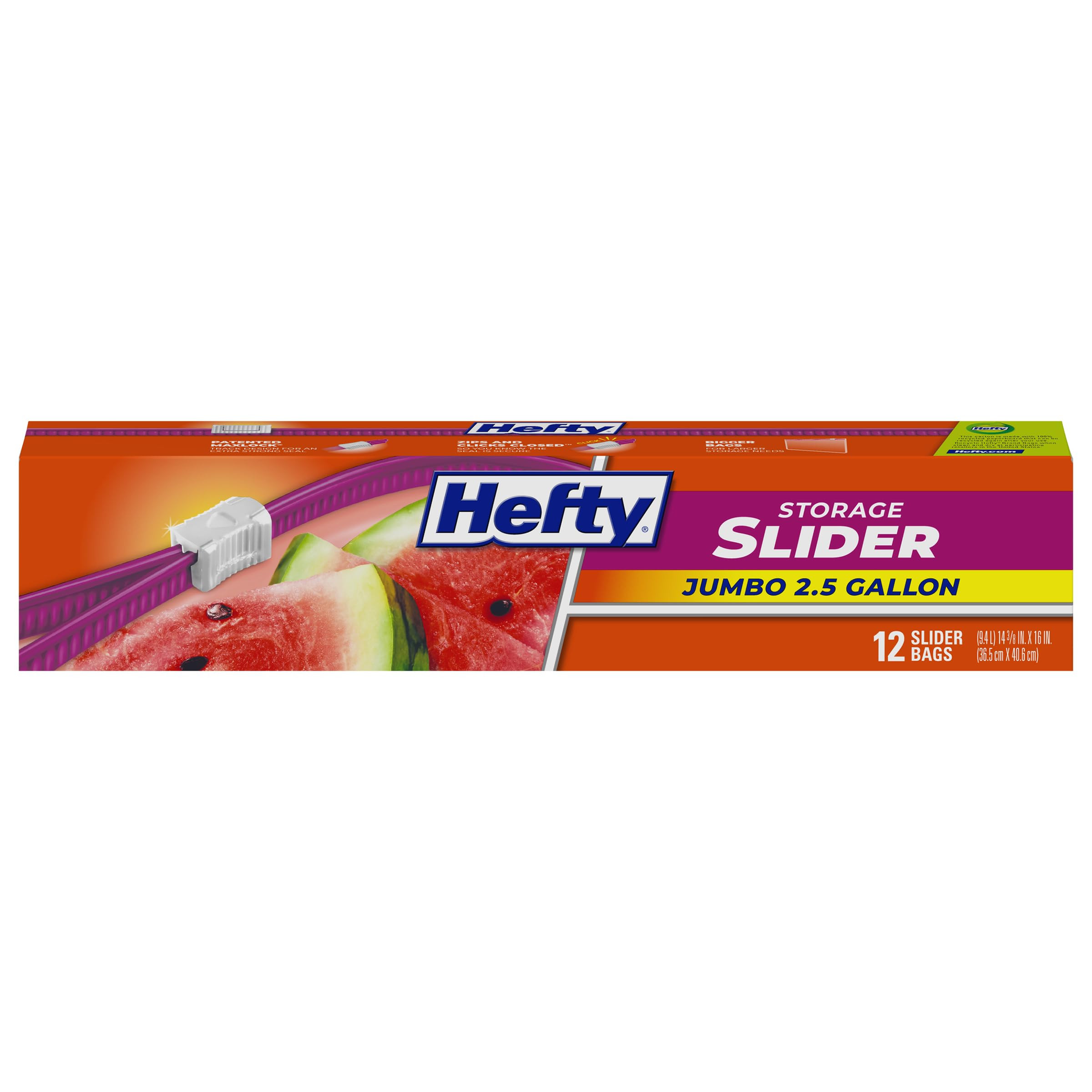 Hefty Slider Jumbo Storage Bags, 2.5 Gallon Size, 12 Count | Amazon (US)