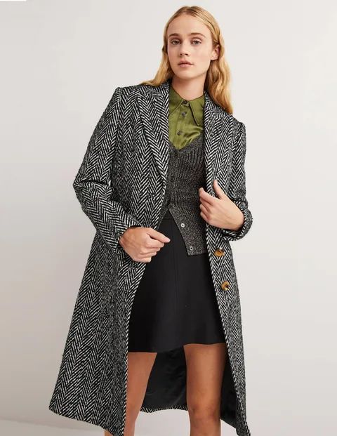 Wool Blend Fitted Crombie Coat | Boden (US)