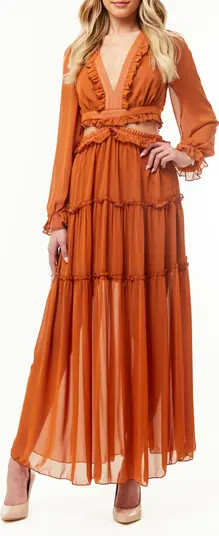 BY DESIGN France Long Sleeve Chiffon Maxi Dress | Nordstromrack | Nordstrom Rack