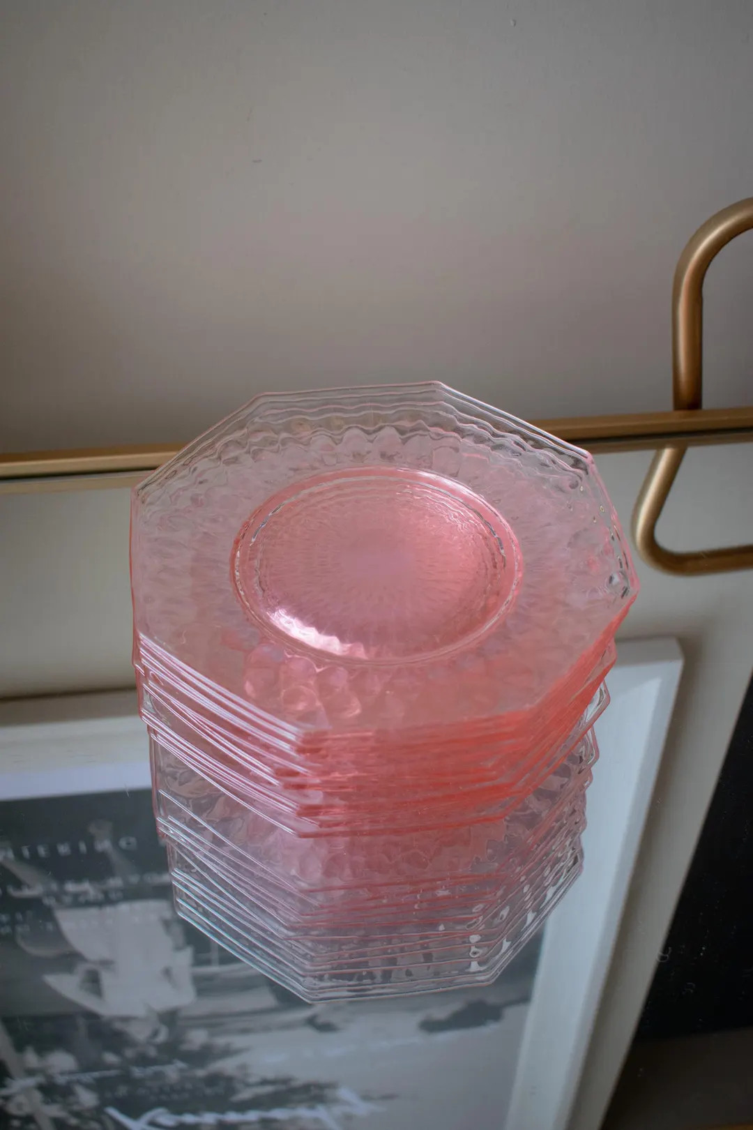 Vintage Fenton Pink Glass Diamond Optic Octagon Salad Plates - Etsy | Etsy (US)