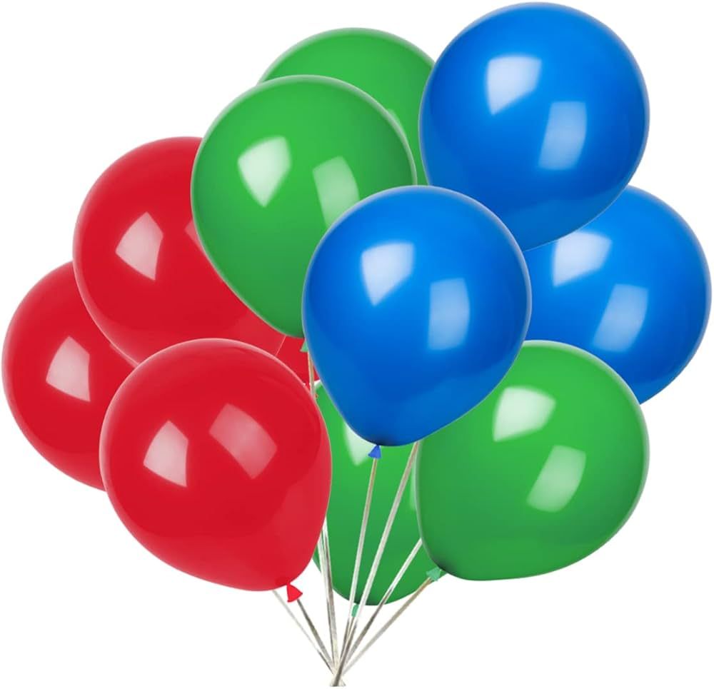 KADBANER Green Red Blue Balloons,100-Pack,12-Inch Latex Balloons | Amazon (US)