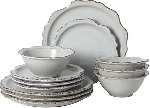 Gibson Elite Kennon Road Plates and Bowls Set, 12-Piece Dinnerware Set, White Scalloped Stoneware... | Amazon (US)